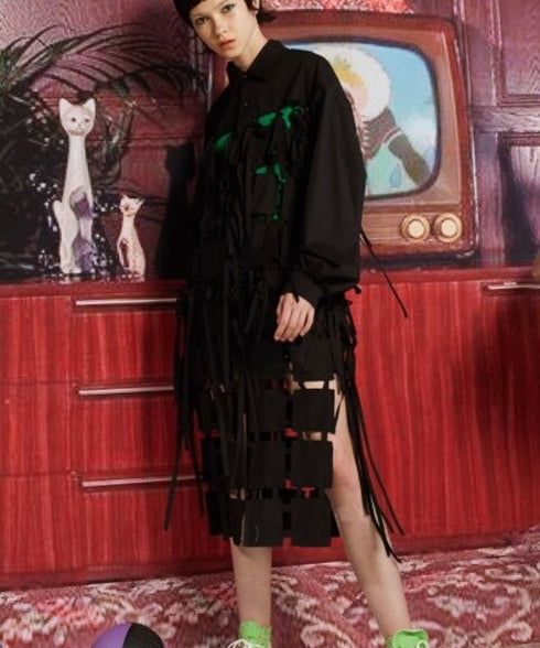 Patchwork Hollow Long Blouse